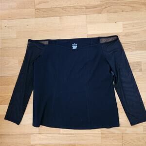 New Torrid Top 3X Foxy Off Shoulder Mesh Long Sleeve Corset Shirt Womens Black